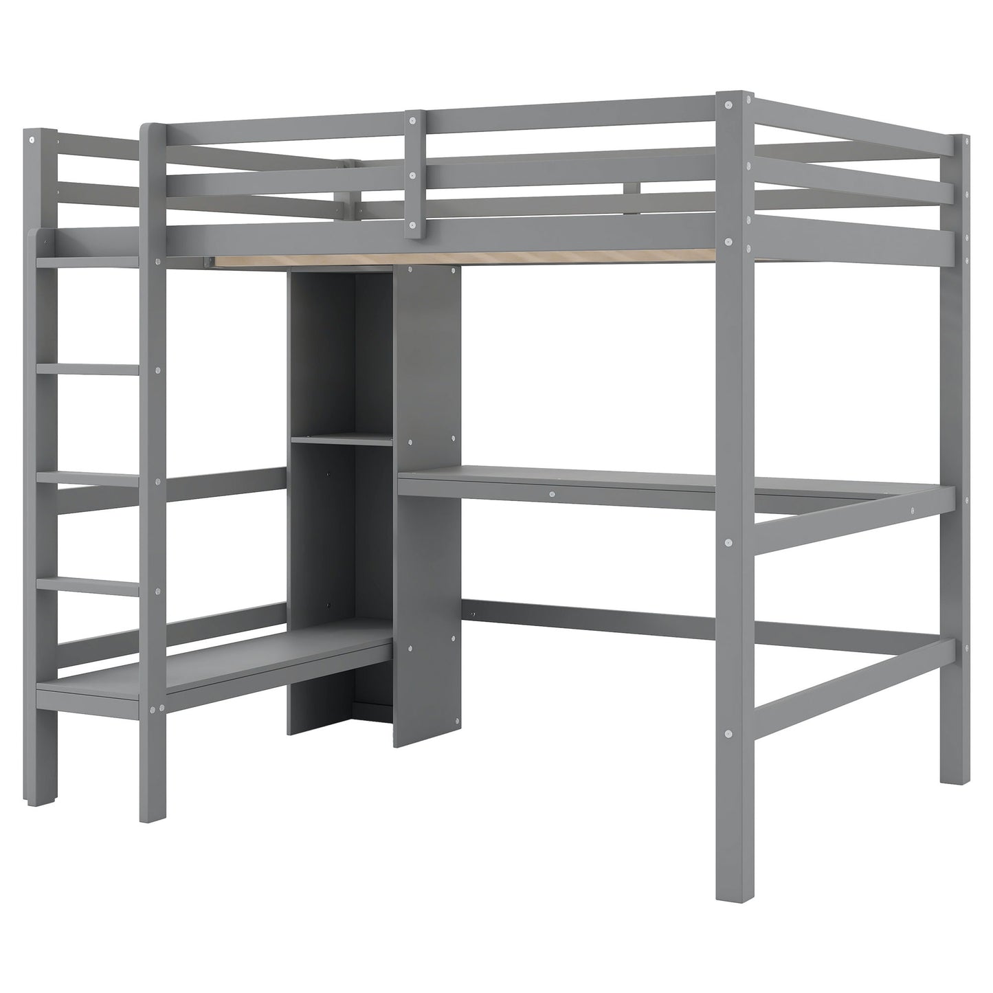 Loft Bed With Built In Desk And Multifunction Shelves Hearth and Haven