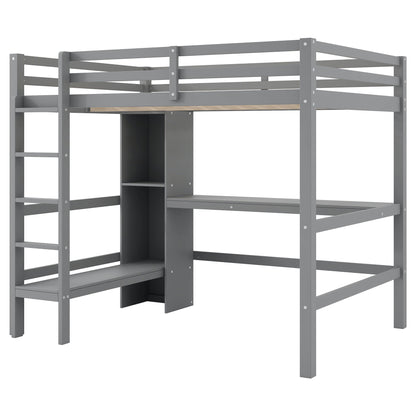 Loft Bed With Built In Desk And Multifunction Shelves Hearth and Haven