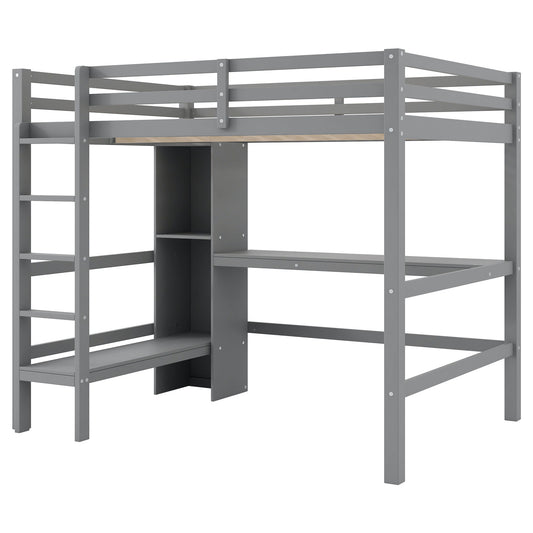 Loft Bed With Built In Desk And Multifunction Shelves Hearth and Haven
