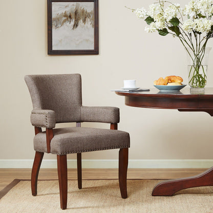Elegant Arm Dining Chair With Brass Nail Head Detailing JLA