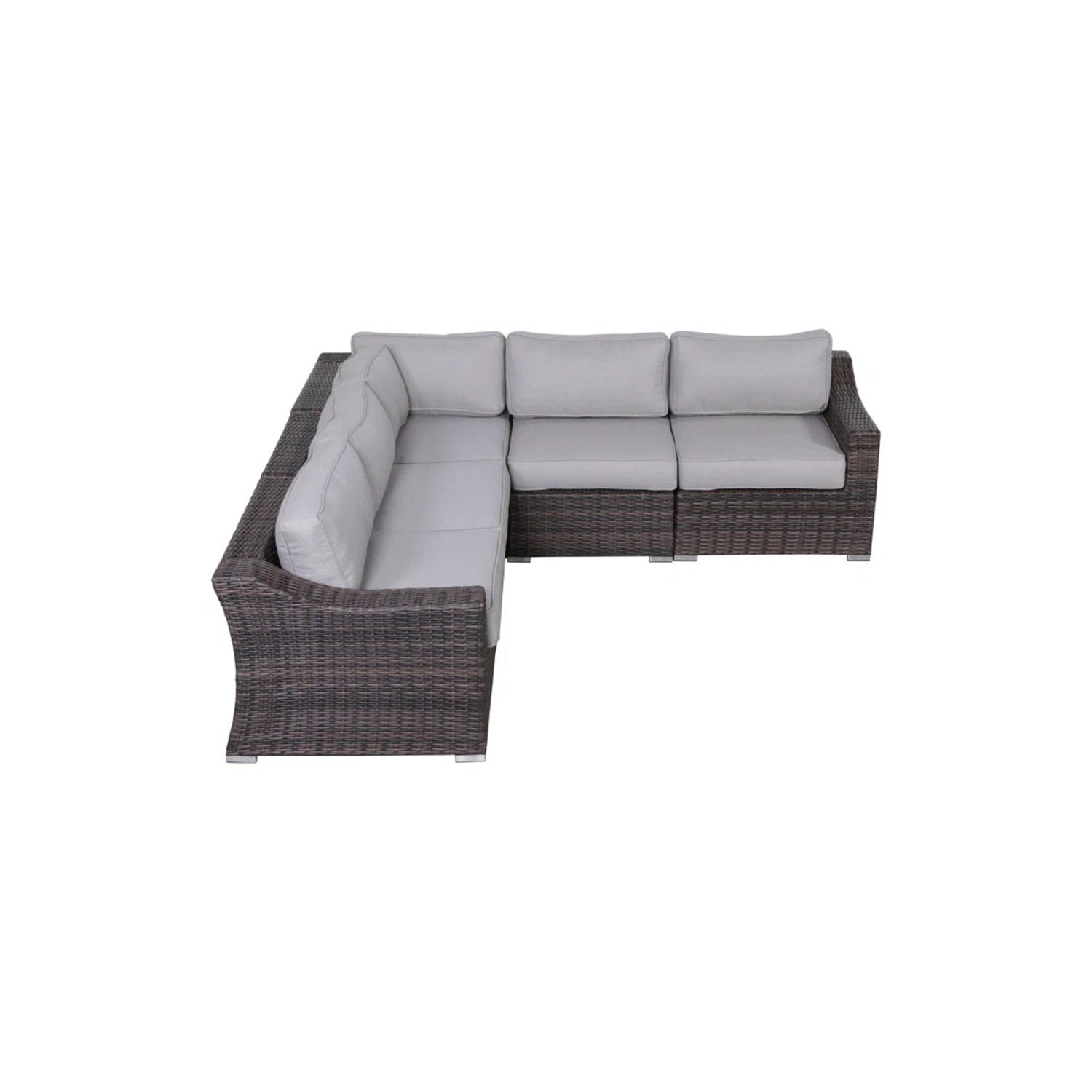 Contemporary Outdoor Rattan Wicker Sectional Seating Group With Cushions LSI Patio Furniture