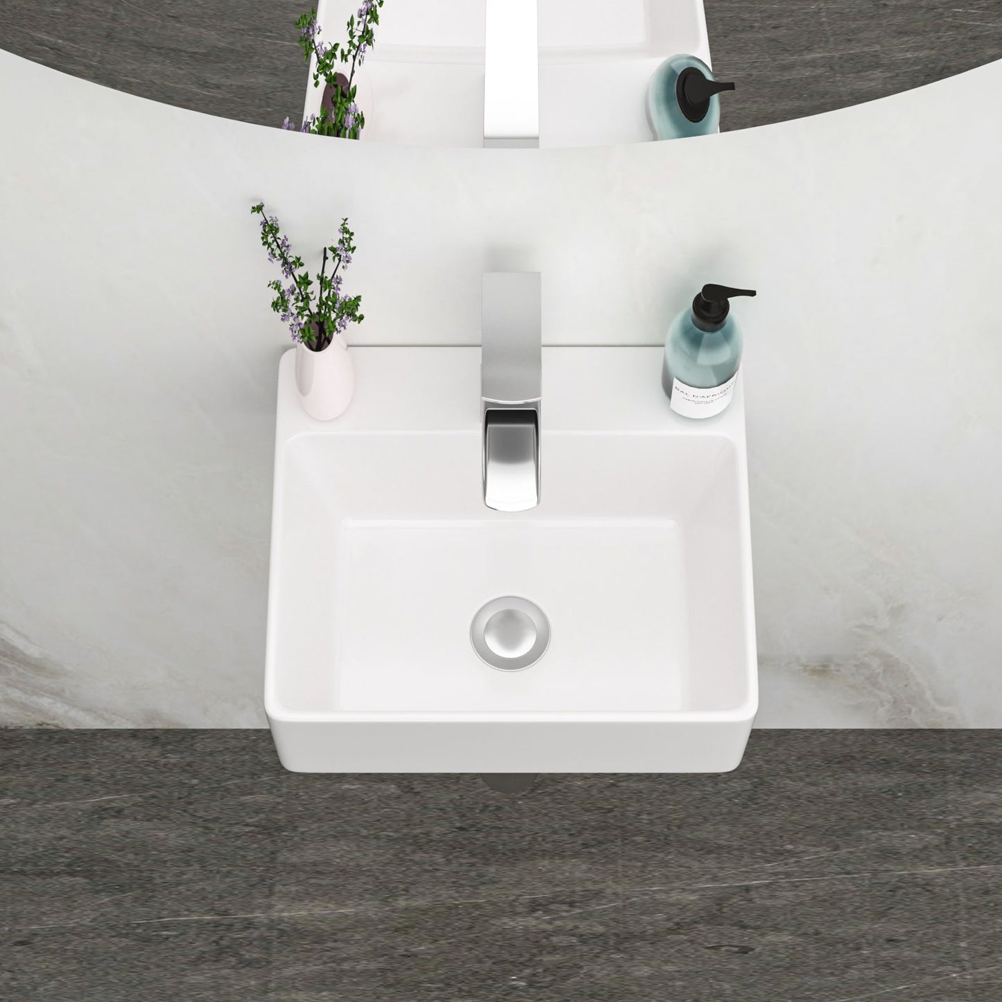 Ceramic Rectangle Wall Mount Bathroom Sink With Single Faucet Hole Daily Nest