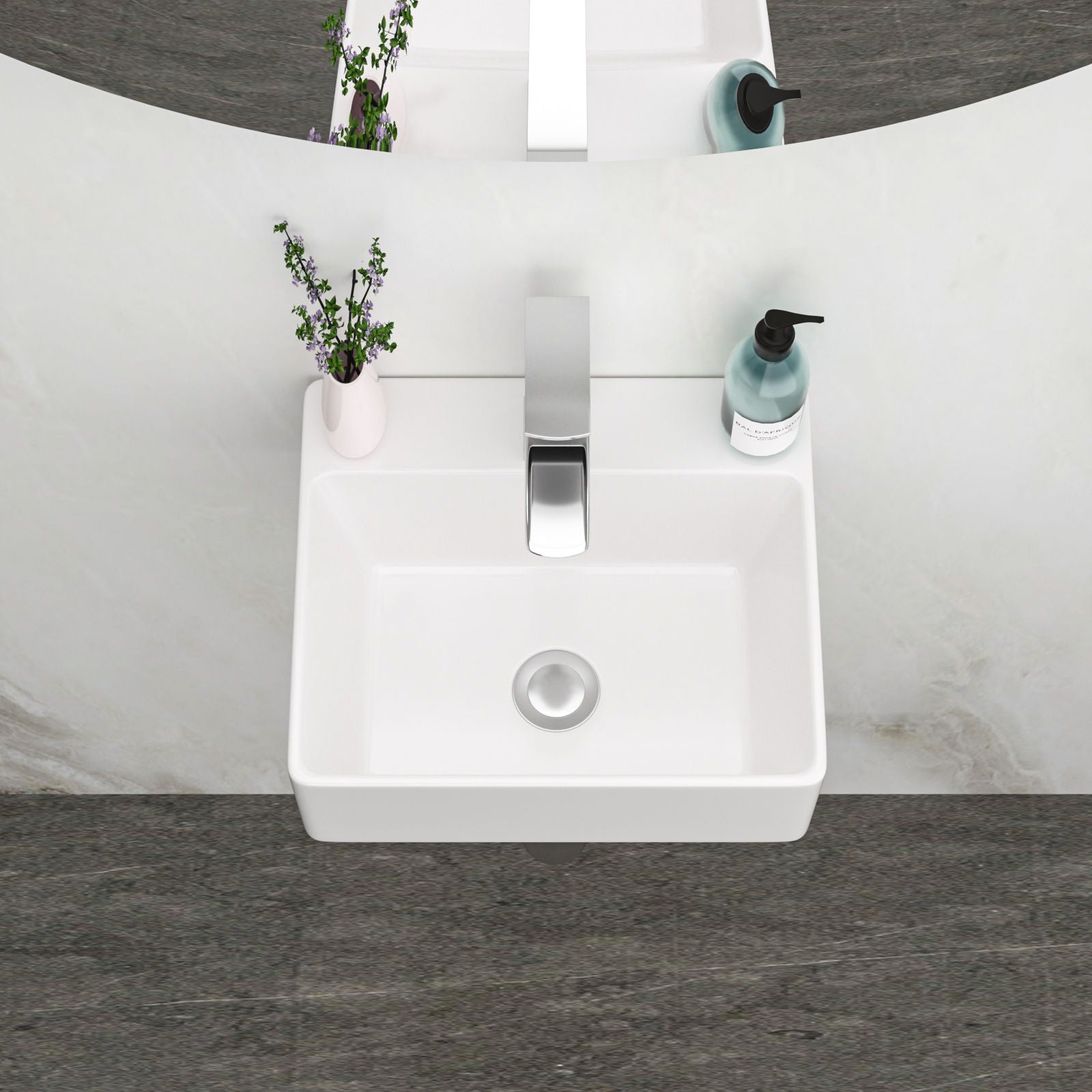Ceramic Rectangle Wall Mount Bathroom Sink With Single Faucet Hole Daily Nest