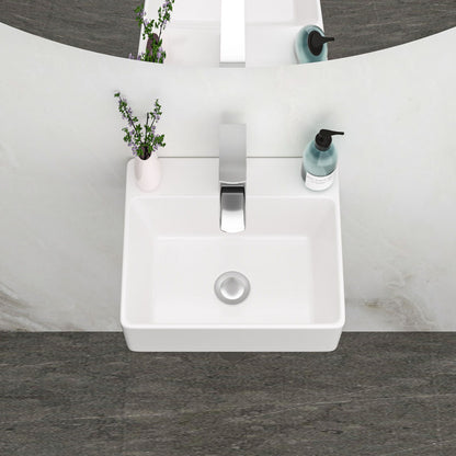 Ceramic Rectangle Wall Mount Bathroom Sink With Single Faucet Hole Daily Nest