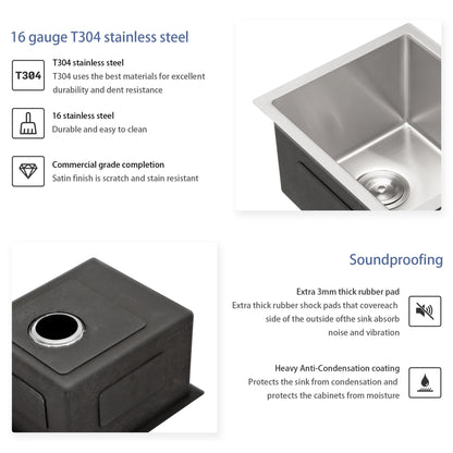 Undermount Stainless Steel Kitchen Sink, Deep Single Bowl Basin Daily Nest