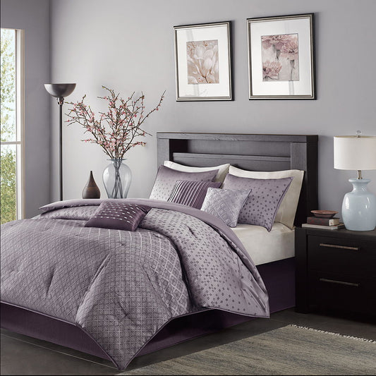 Biloxi - King Piece Comforter (Set of 7) - Purple Madison Park