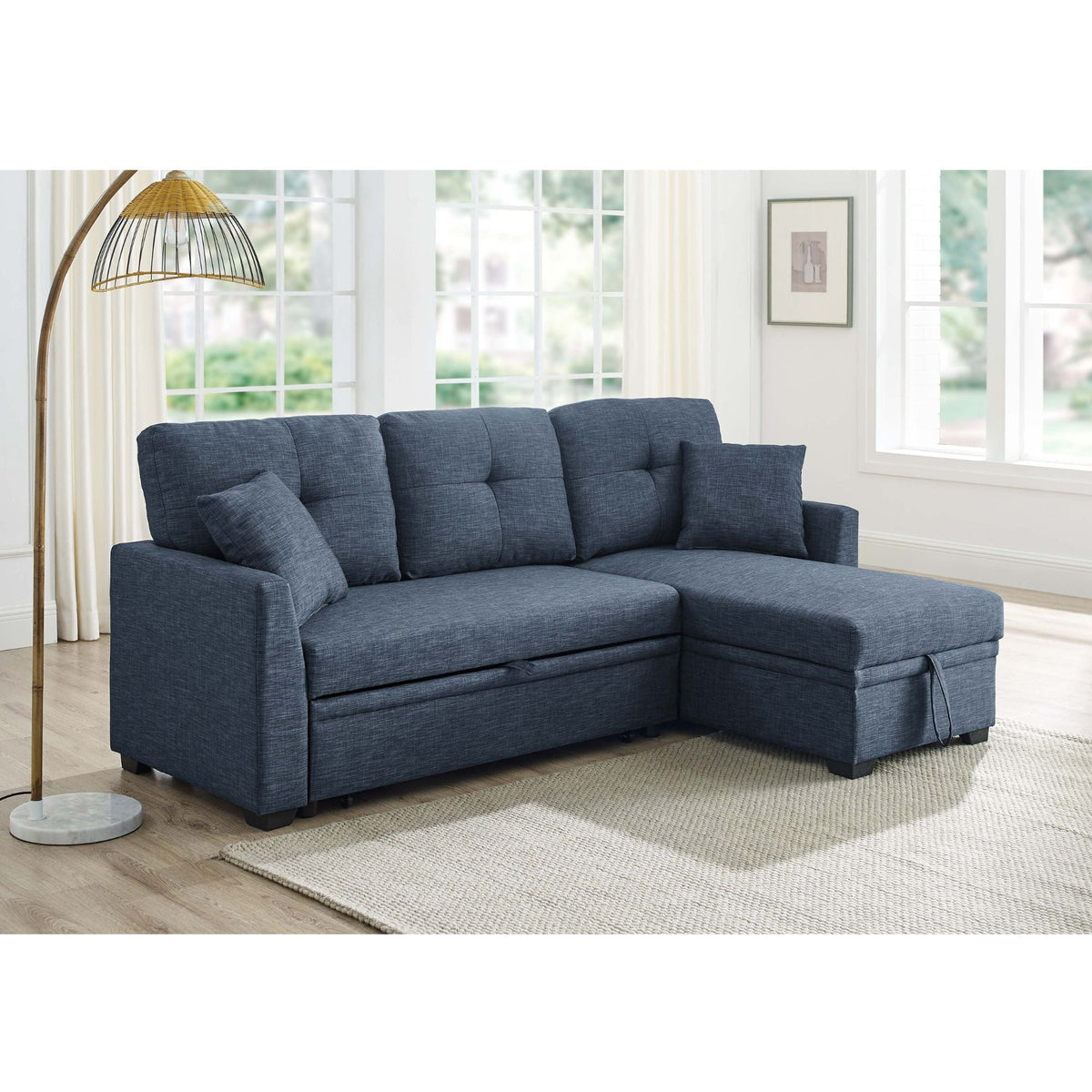 Upholstered Sectional & Pull Out Bed And Chaise Storage Home Essentials