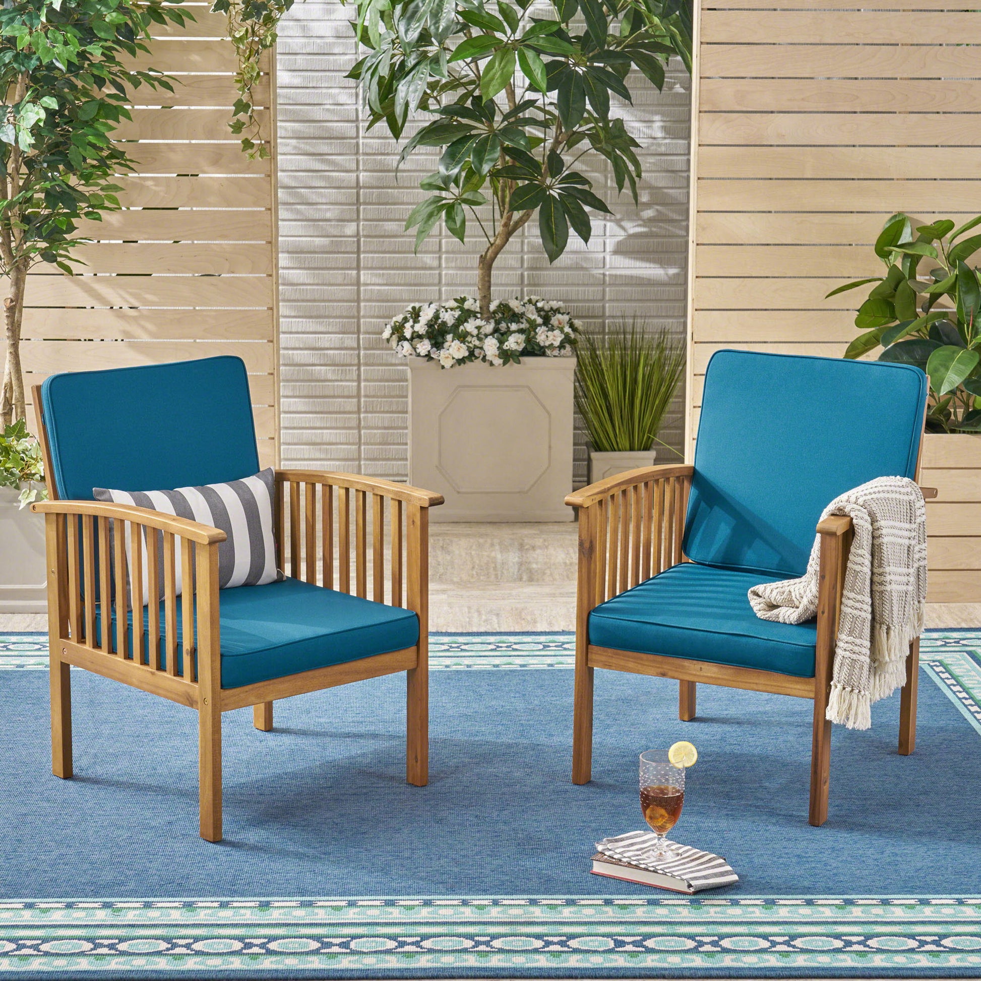 Casa - Acacia Club Chair Coastal Classic Outdoor Seating, Waterproof Fabric Noble House