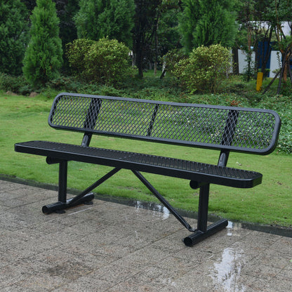 6' Outdoor Steel Bench With Backrest Home Essentials