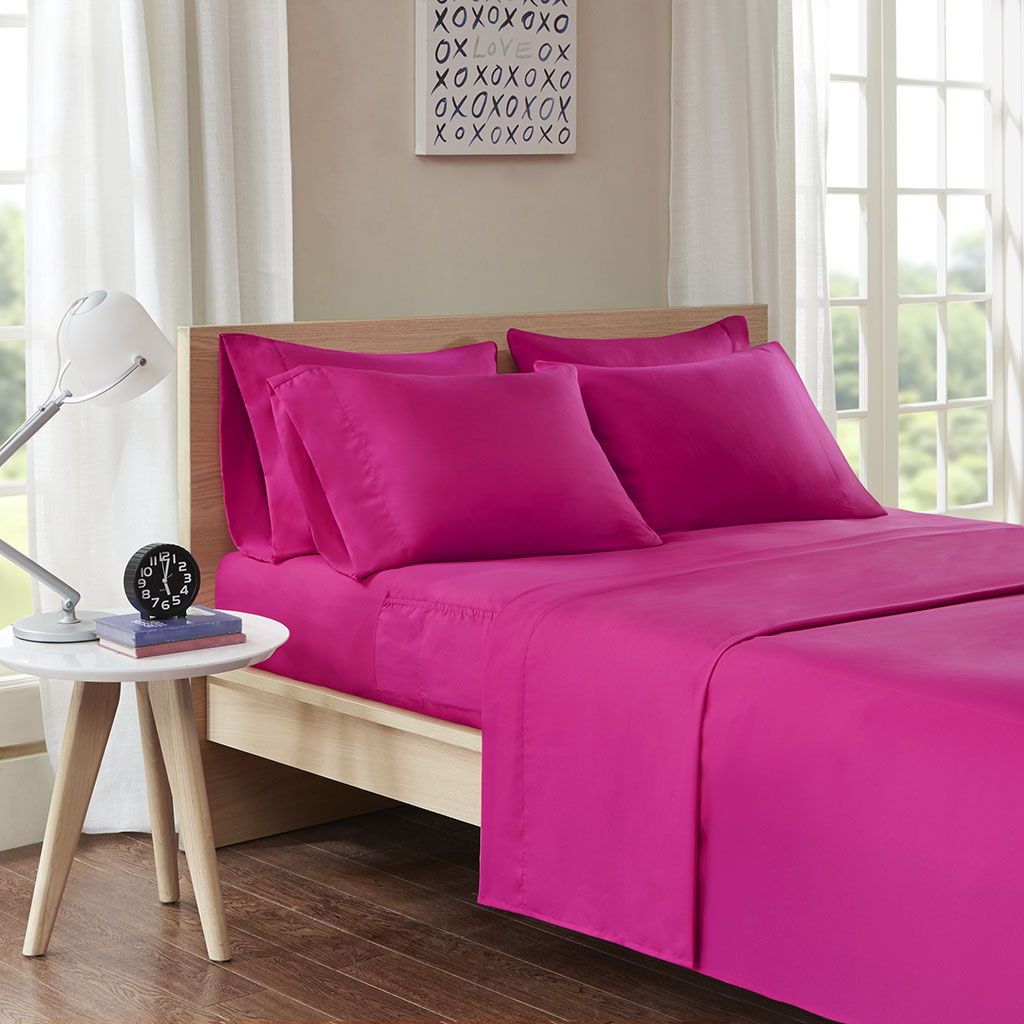 Twin Long Sheet Set With Side Storage Pockets - Pink Intelligent Design