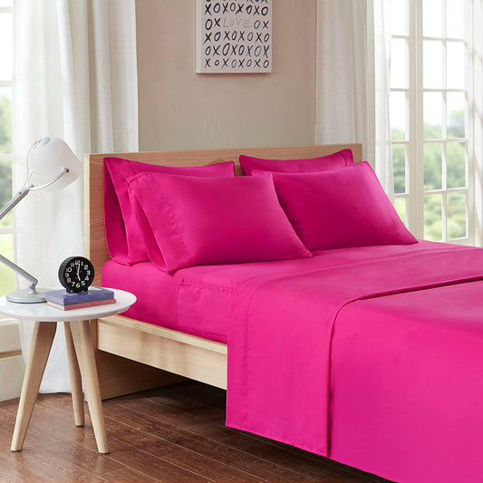 Twin Sheet Set With Side Storage Pockets - Pink