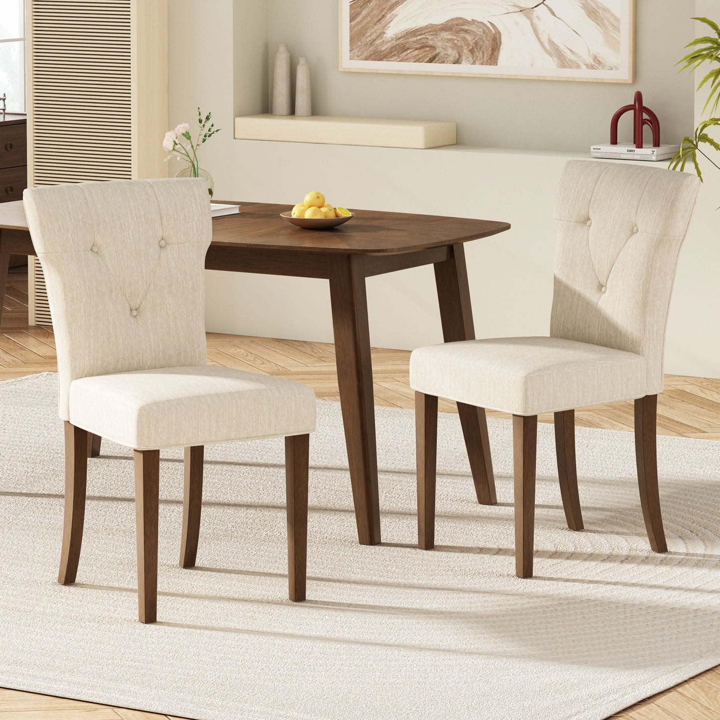 Mid Century Style Wood Dining Table With Rounded Corners - Walnut Noble House