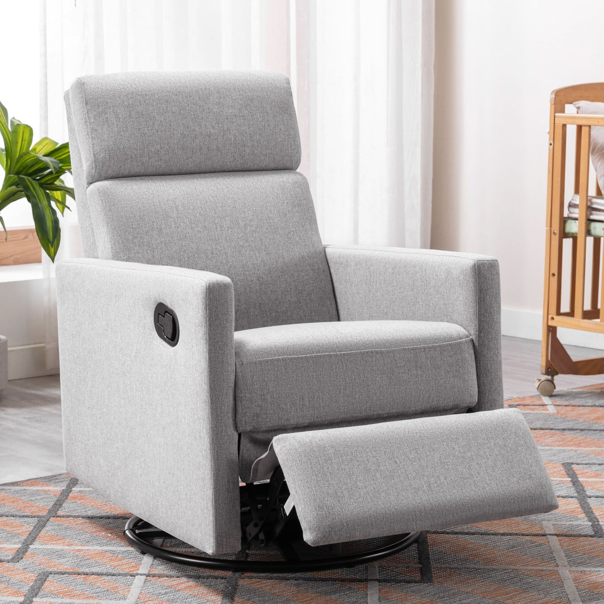Modern Upholstered Rocker Nursery Chair Plush Seating Glider Swivel Recliner Chair Hearth and Haven