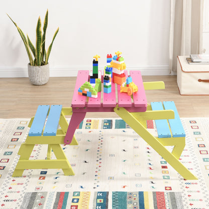 Kids Multi-Functional Arm Chair, Table With 2 Benches All-In-One Set Home Essentials