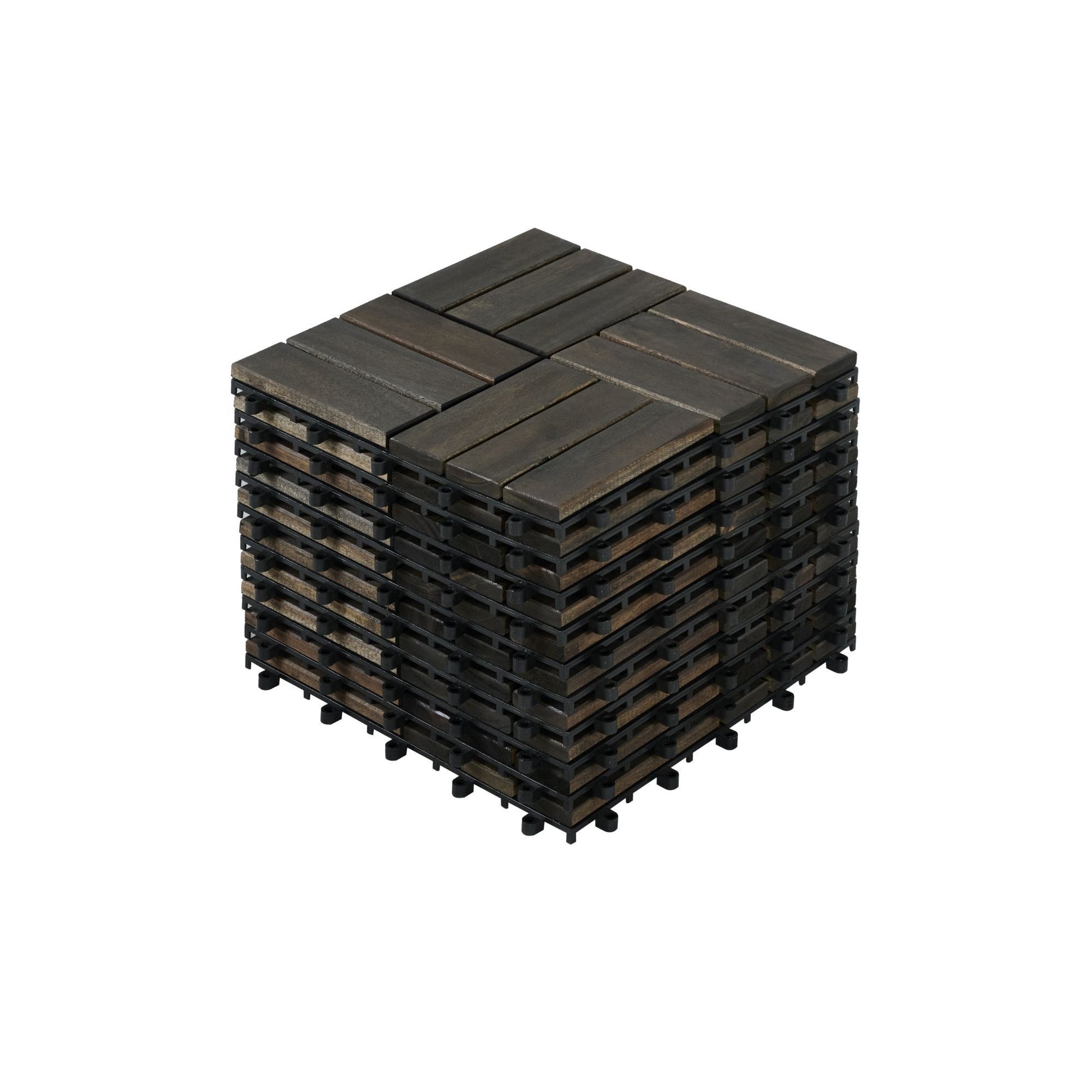 Acacia Wood Interlocking Deck Tiles Checker Pattern For Outdoor Flooring Daily Nest