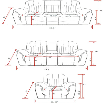 Steban - Console Reclining Loveseat - Gray Global Furniture USA
