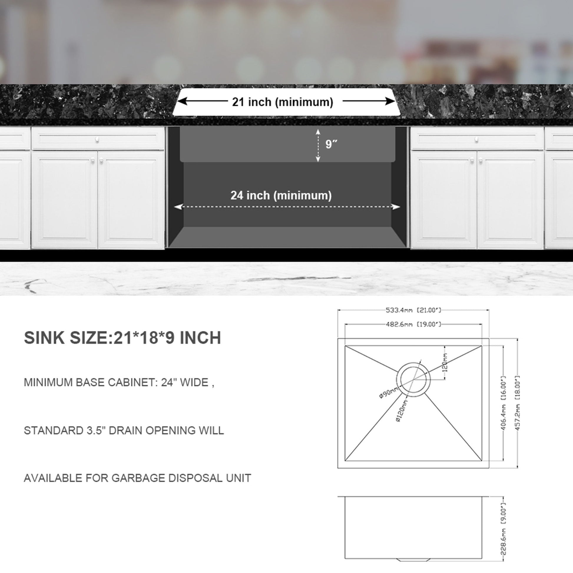 Undermount Stainless Steel Kitchen Sink, Deep Single Bowl Basin Daily Nest