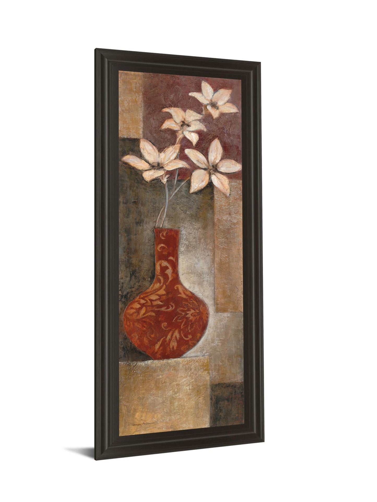 Baroque Floral l By Rosie Abrahams - Framed Print Wall Art - Red