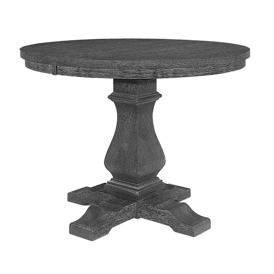 Rustic Extendable Dining Table With Pedestal Base - Gray Noble House