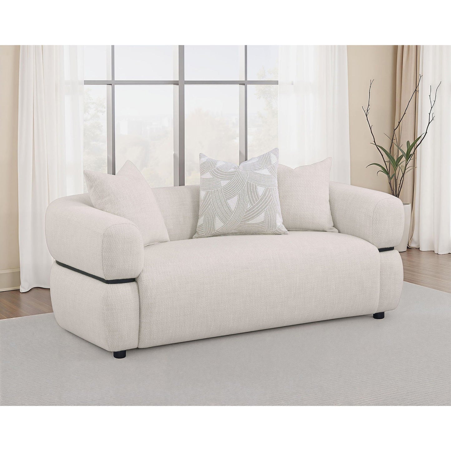 Ramsay - Round Arm Loveseat - Beige Furniture Max