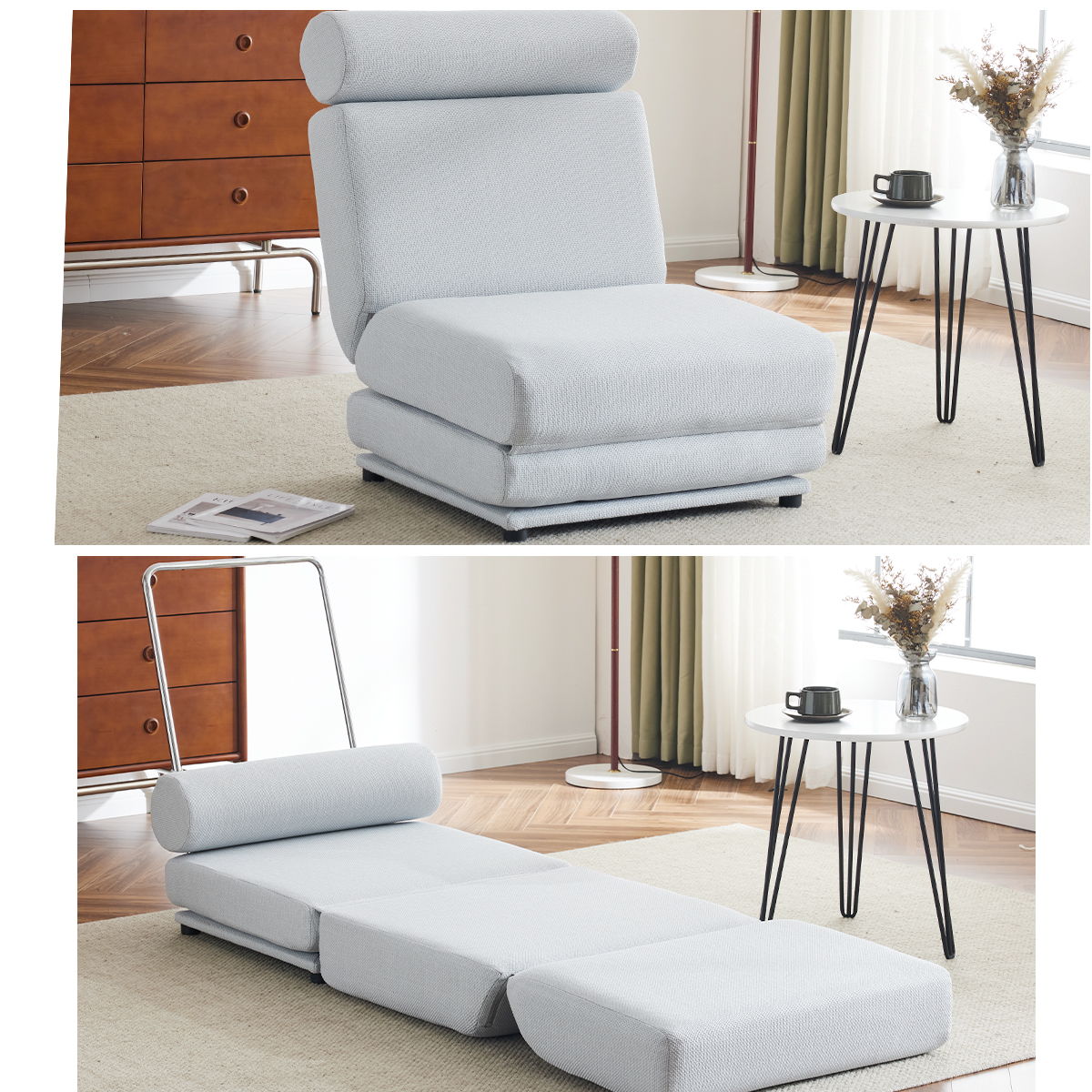 Foldable Single Chair Sofa Bed With Pillow, Easy To Store, Breathable And Wearable Linen Home Essentials
