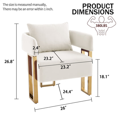 Modern Classic Design Decorative Chair Teddy Fleece Upholstered And Metal Foot Home Essentials