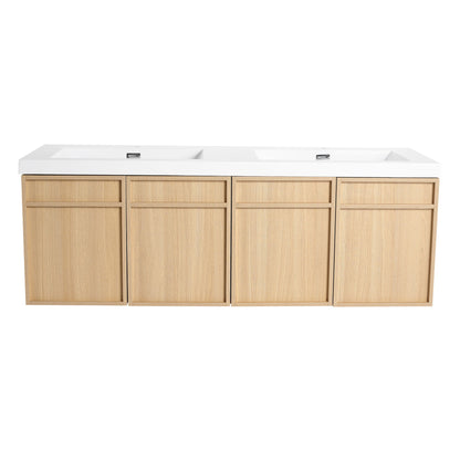 Wall-Mounted Bathroom Vanity With Resin Sink And Soft Closing Doors Home Essentials