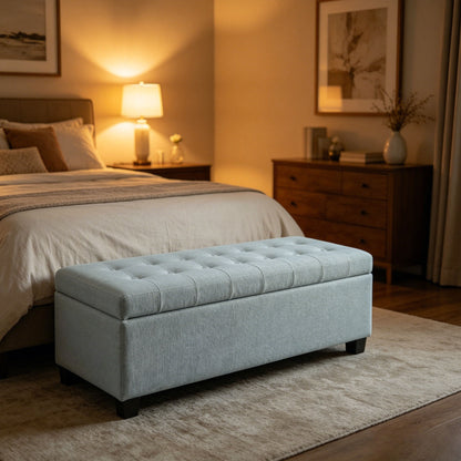 Elegant Tufted Storage Ottoman Bench Home Essentials