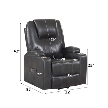 Recliner With Power Lift & Massage - Gunmetal Acme