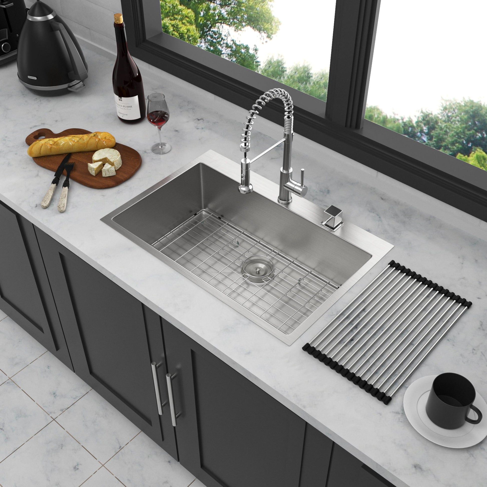 Drop In Kitchen Sink, 16 Gauge Stainless Steel, Single Bowl, Topmount Basin Daily Nest