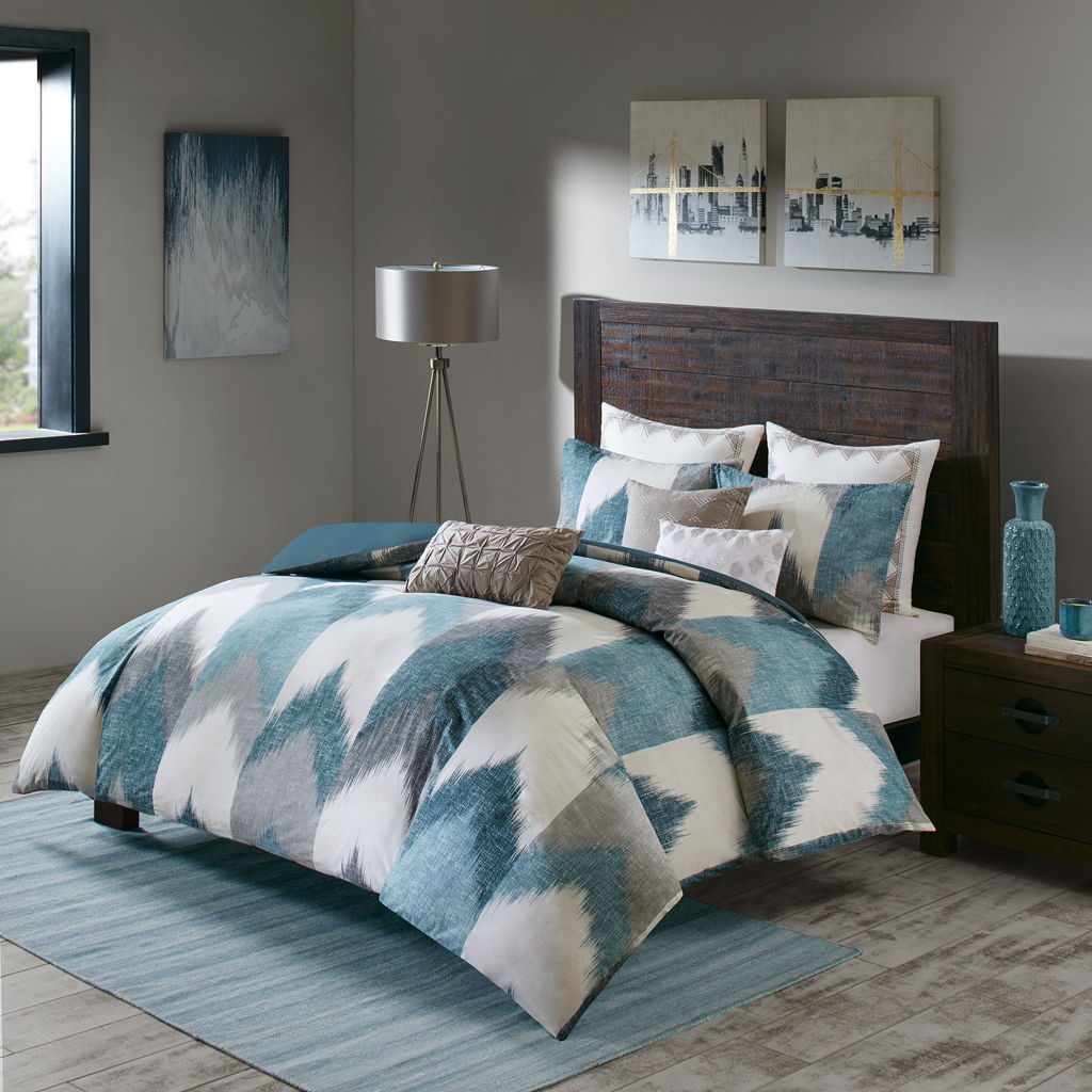 Alpine - King 3 Piece Comforter Mini Set - Aqua