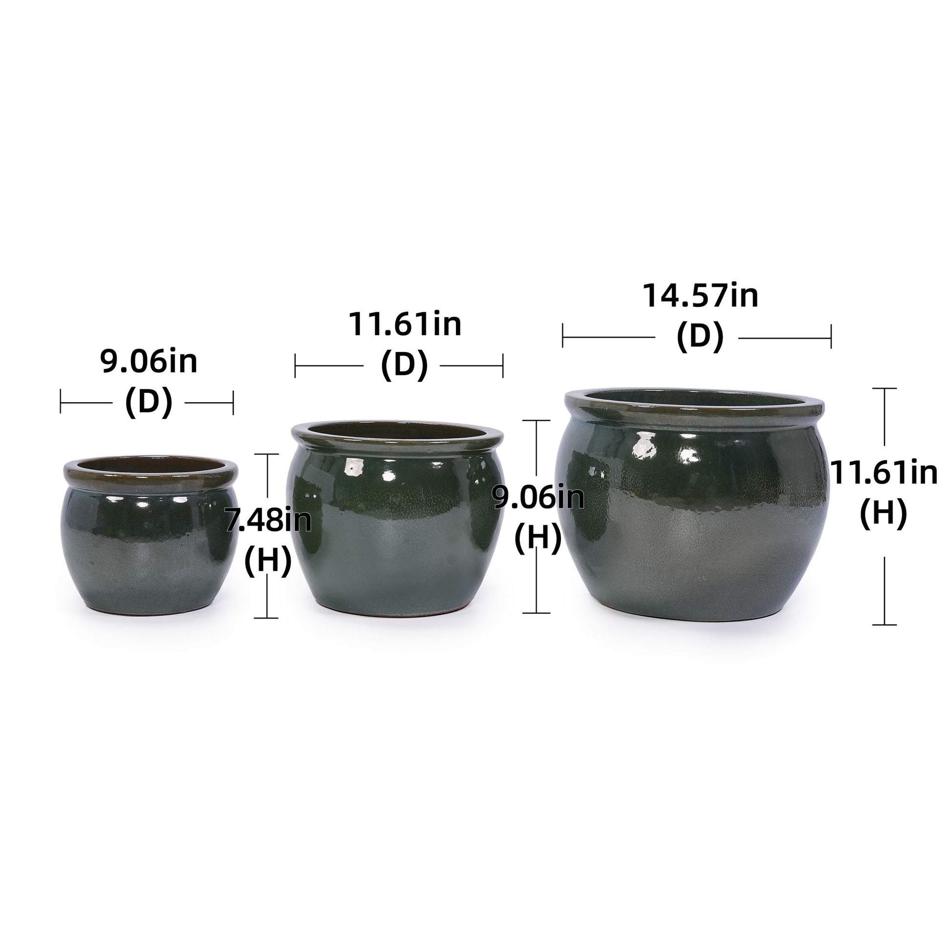 3 Pieces Ceramic Flowerpot, Planter For Patio, Garden Or Windowsills Daily Nest