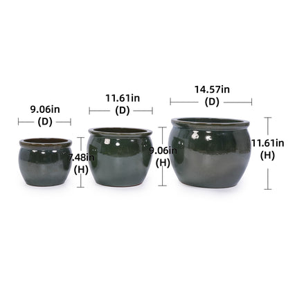 3 Pieces Ceramic Flowerpot, Planter For Patio, Garden Or Windowsills Daily Nest