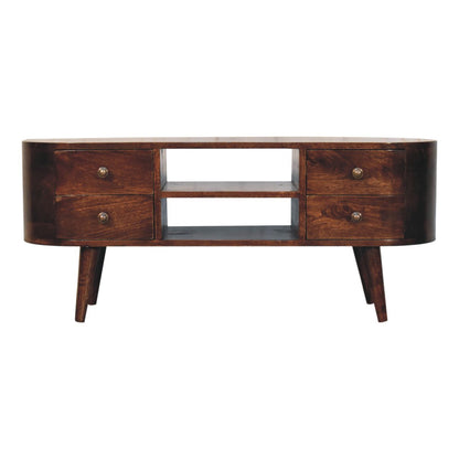 Solid Wood Rounded Entertainment Unit Artisan Furniture