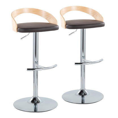 Grotto - Contemporary Adjustable Barstool, Swivel With Rounded T Footrest (Set of 2) Lumi Source