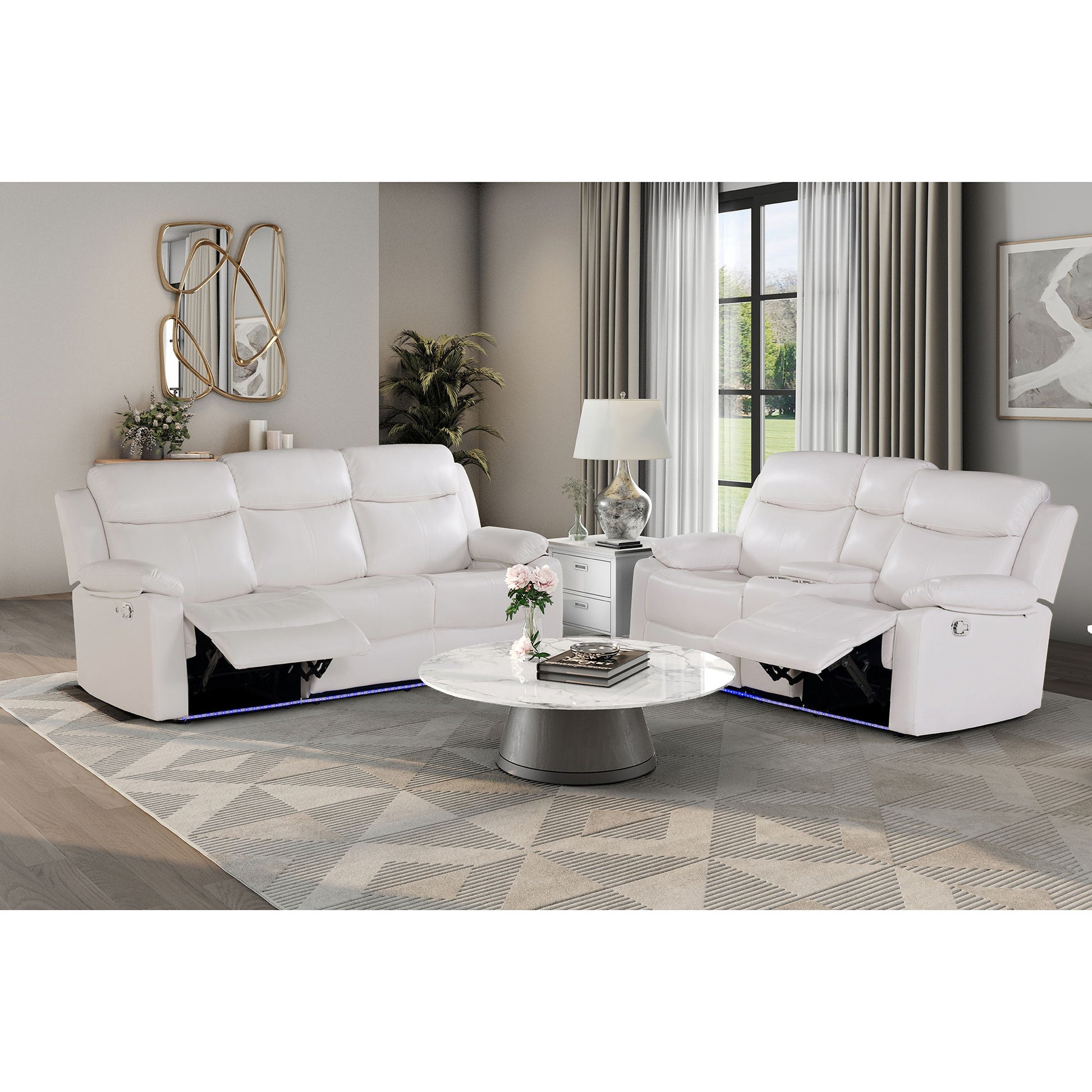 Blanche - Console Reclining Loveseat With LED Lights And Speakers Global Furniture USA