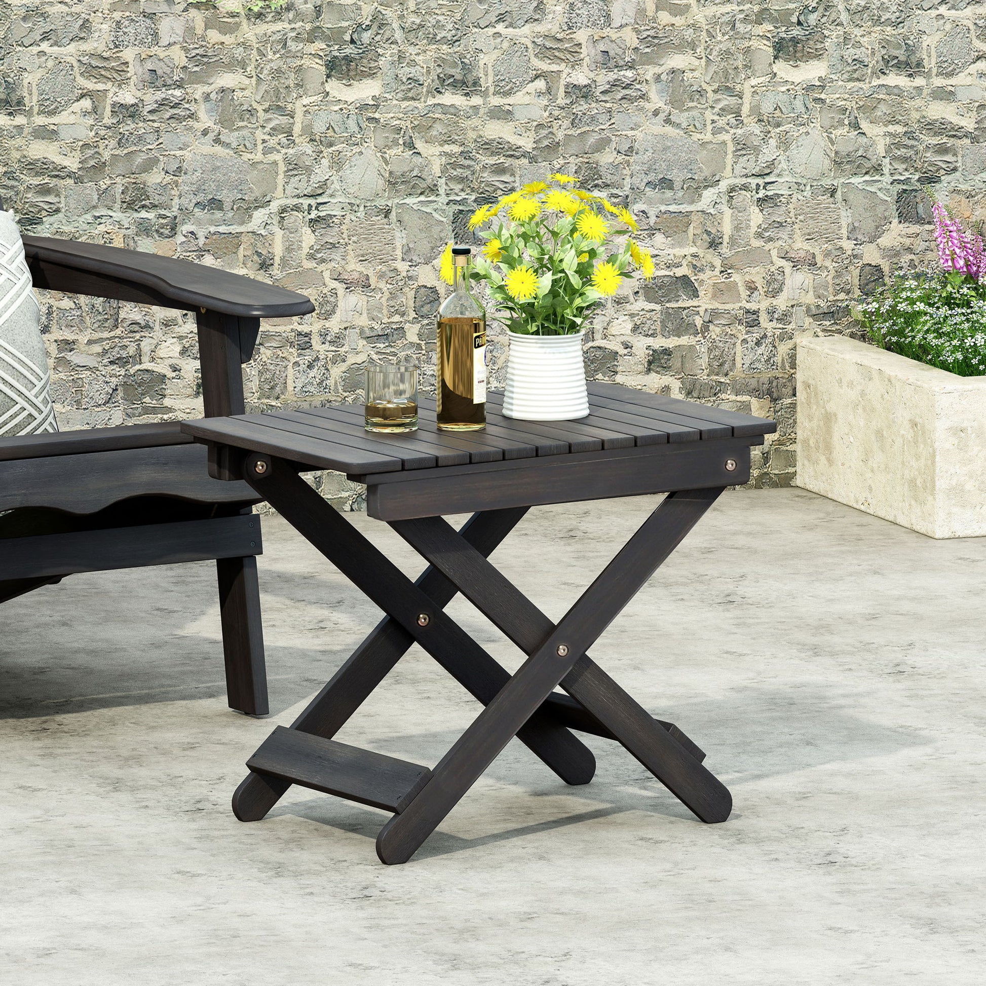 Outdoor Folding Wooden Side Table Noble House