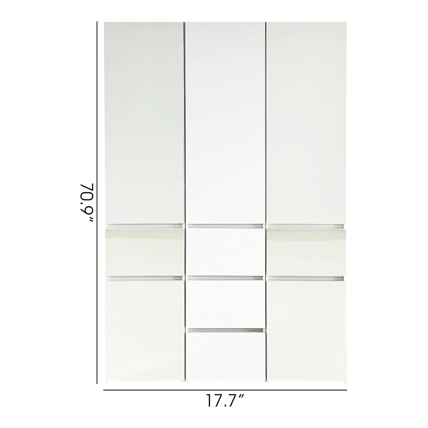 Elise - Modular Wood Closet System With Mirror In Versatile Storage Solution - White Home Essentials