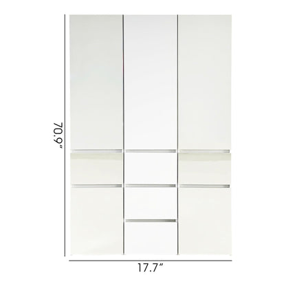 Elise - Modular Wood Closet System With Mirror In Versatile Storage Solution - White Home Essentials