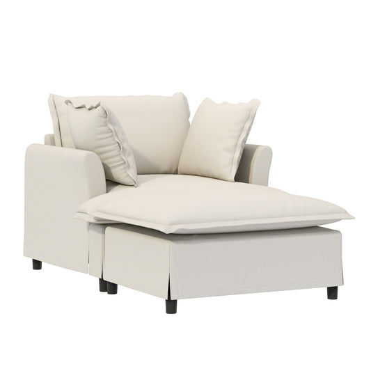 Oversized Chaise Lounge Indoor Single Sofa Bed With Wide Seat, Upholstered Lazy Sleeper Armchair With Movable Ottoman Reading Couch Set Luxe & Co.
