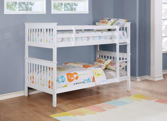 Chapman - Wood Twin Over Twin Bunk Bed With Mattress - White Coaster Fine Furniture