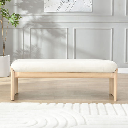 Footstool With Soft Cushion For Living Room - Beige / Natural Noble House