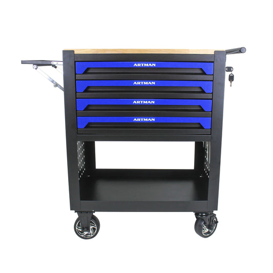 4 Drawers Multifunctional Tool Cart With Wheels And Wooden Top Daily Nest