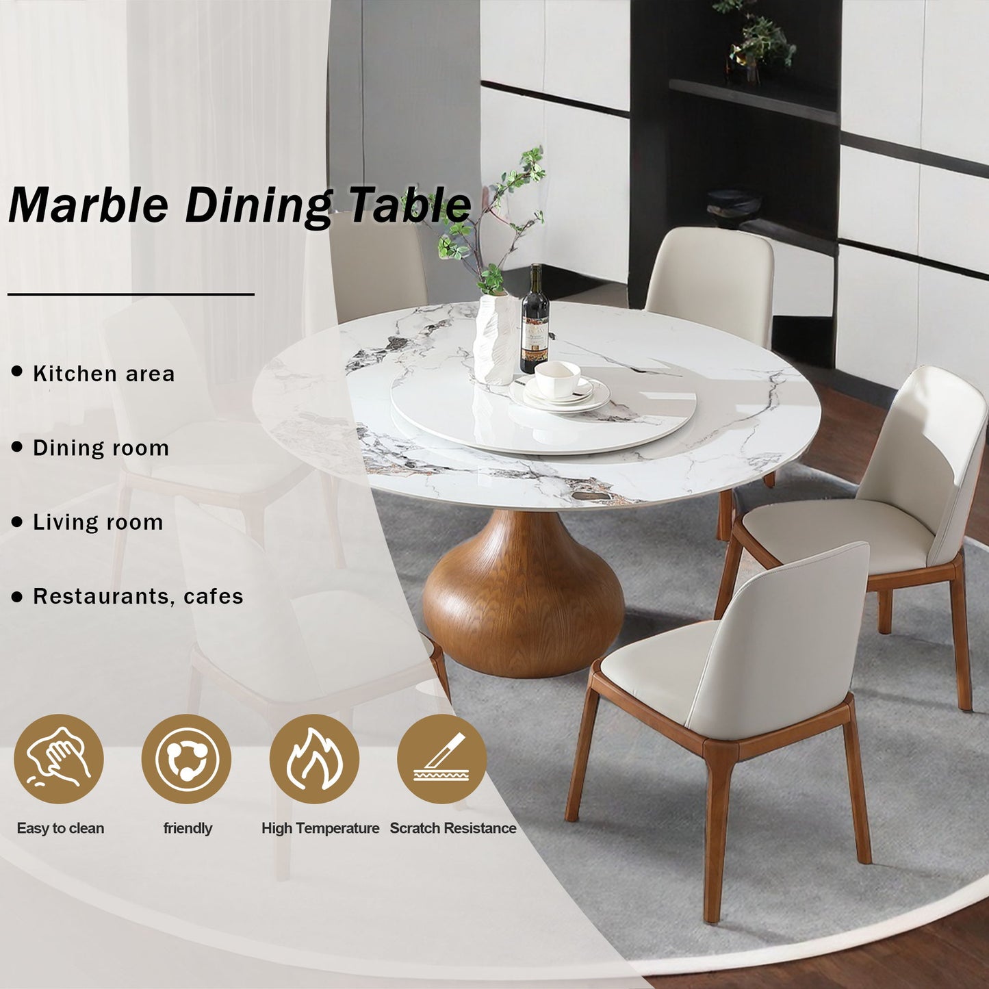 Round Modern Marble Dining Table With Chairs Home Essentials