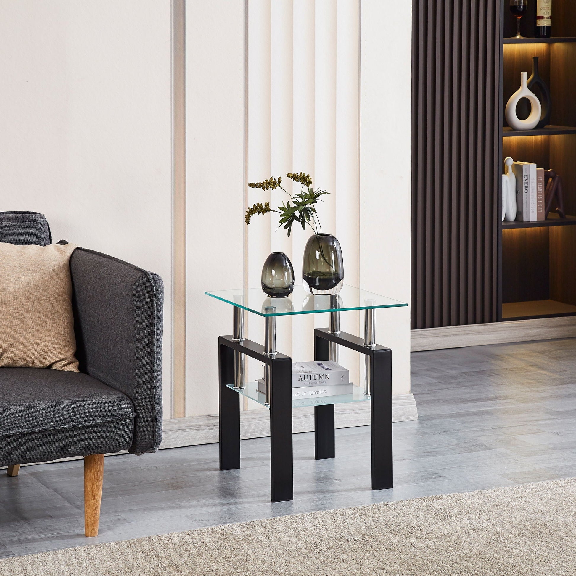Luxury Modern Tempered Glass Coffee Table With 2 Layers Home Essentials