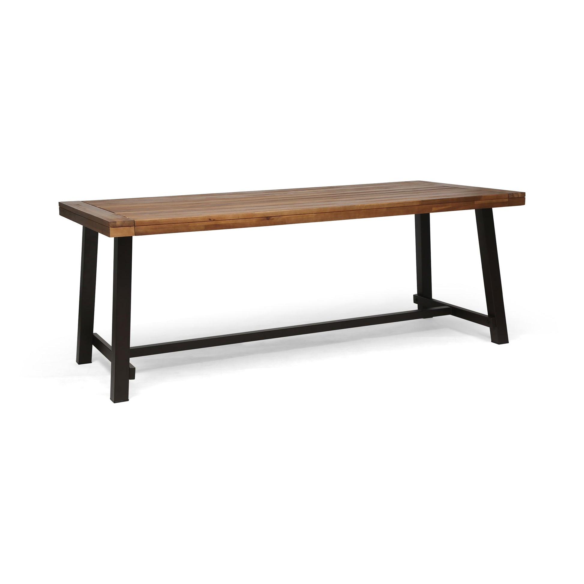 Equilibrium - Outdoor Dining Table With Wooden Frame And Slat Top Noble House