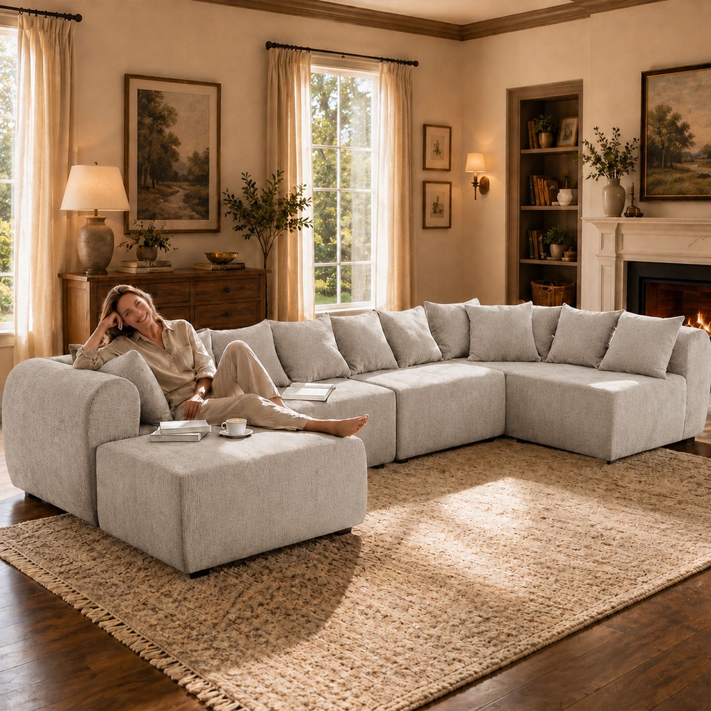 8 Seater U-Shaped Couch With Ottoman Home Essentials