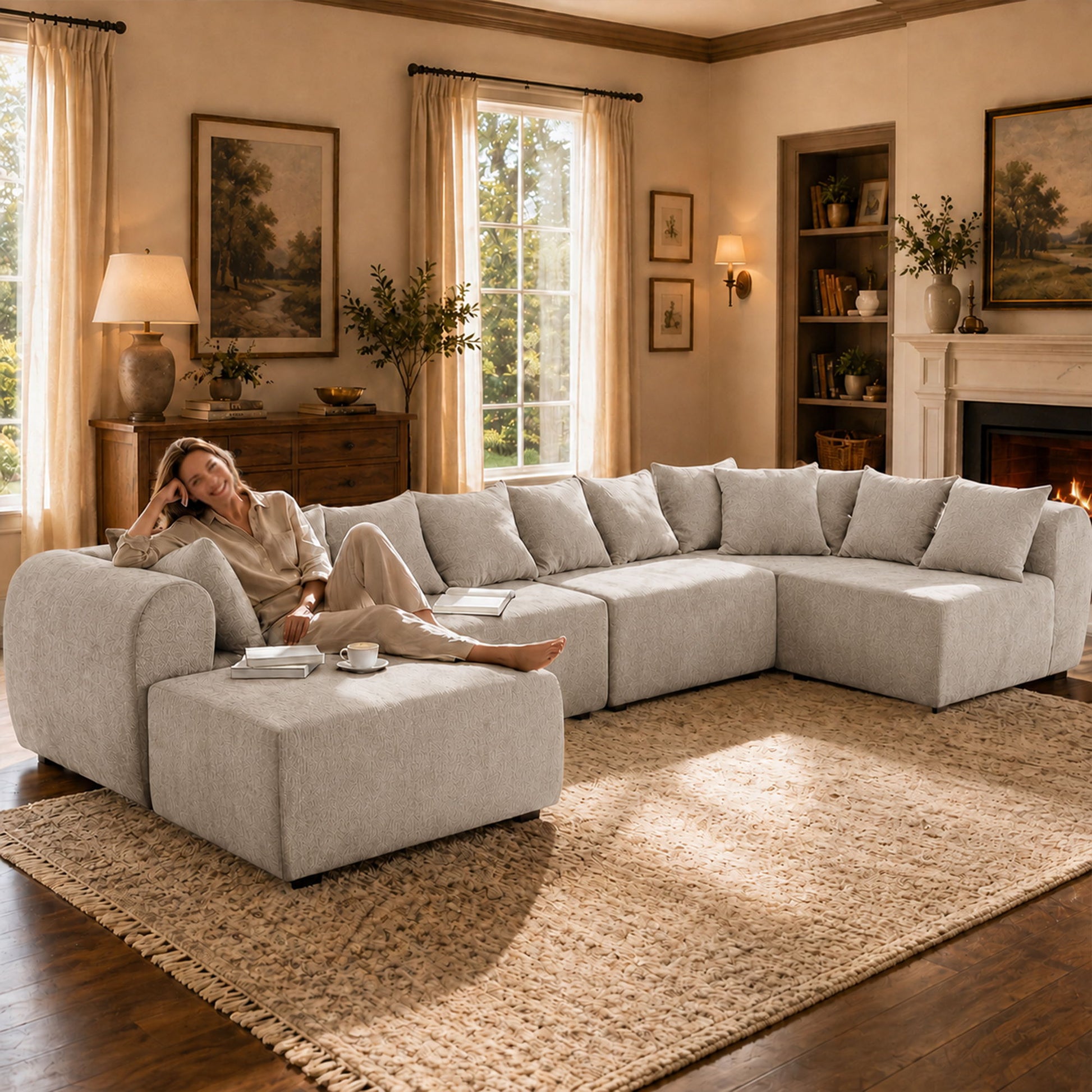 8 Seater U-Shaped Couch With Ottoman Home Essentials