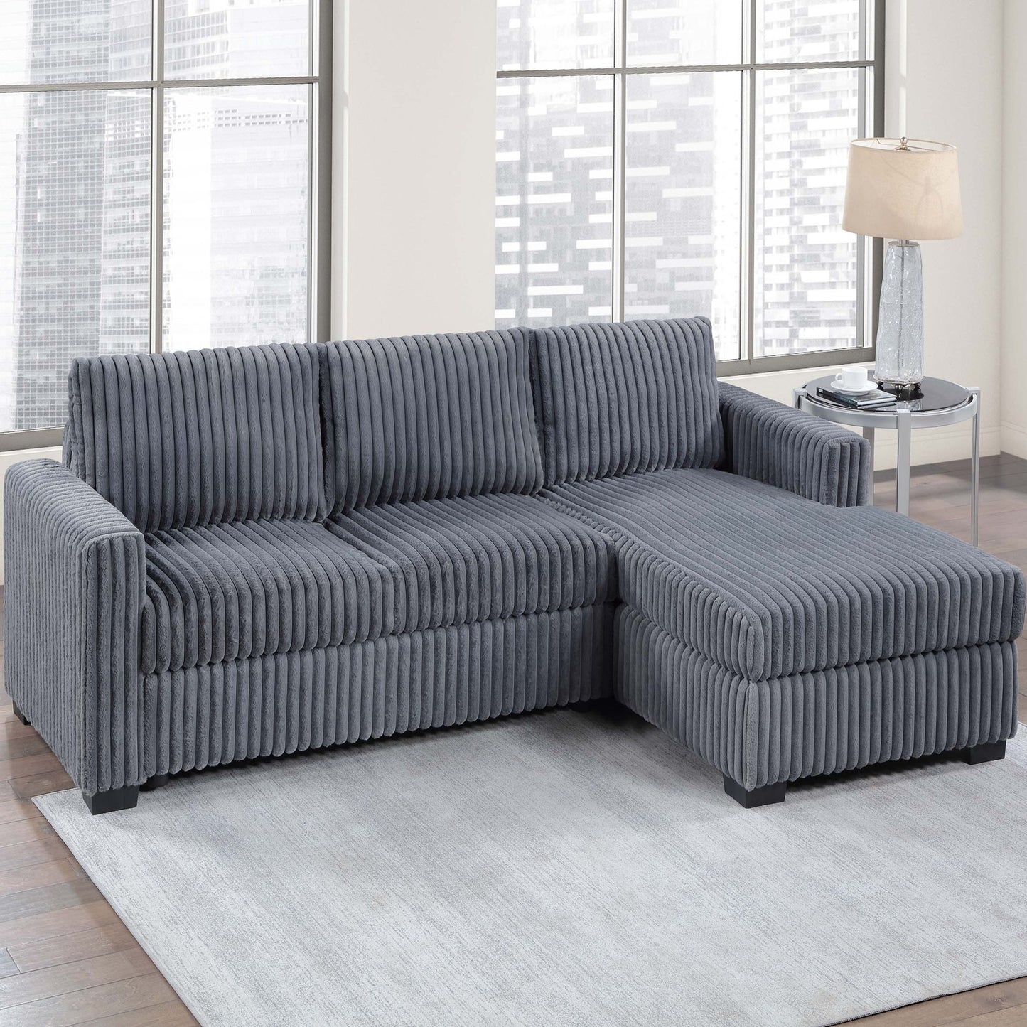 2 Piece Sectional Sofa With Right Arm Chaise And Left Arm Sofa - Dark Gray Home Essentials