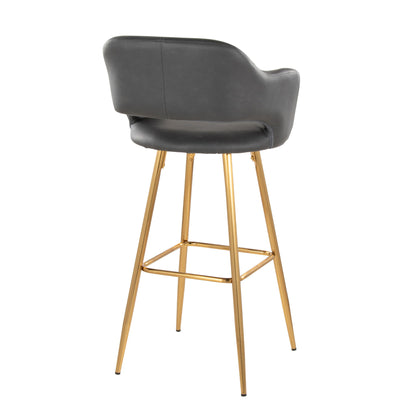 Margarite - Contemporary Fixed Height Barstool With Footrest (Set of 2) With Square Lumi Source